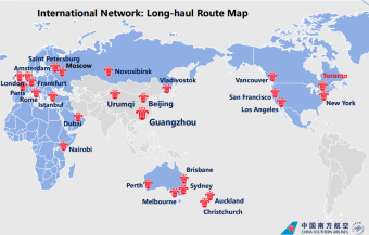 china southern airlines long haul route map