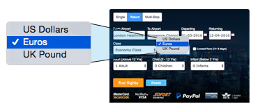 Book flights in Euros