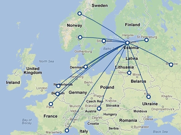 Estonian Air Route Map