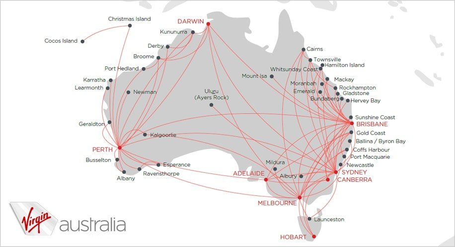 virgin australia route map
