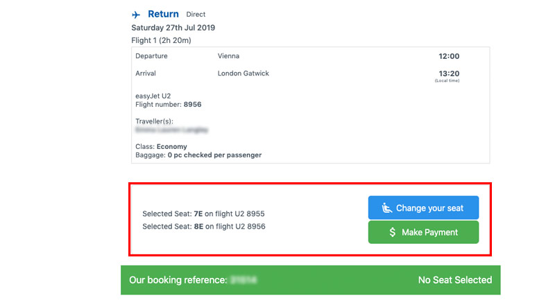Step 6 seats selected require payment