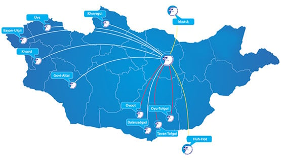 Aero Mongolia Route Map