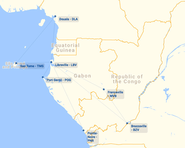 Afrijet Business Service Route Map