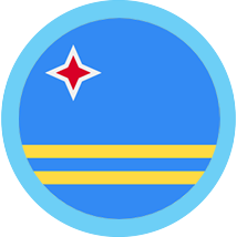 Aruba flag round with blue border