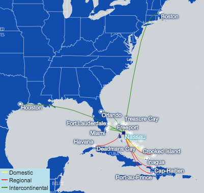Bahamasair Route Map