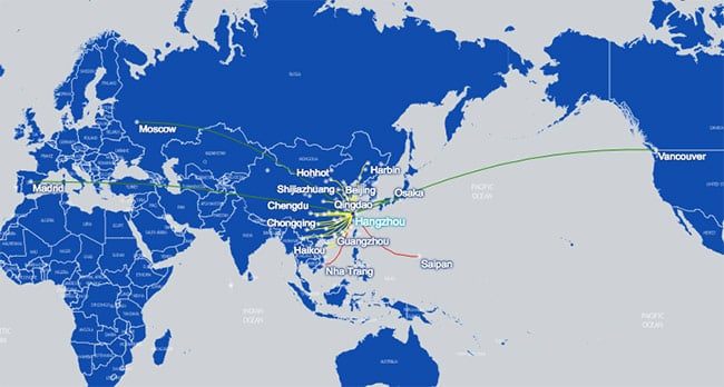 Beijing Capital Airlines route map