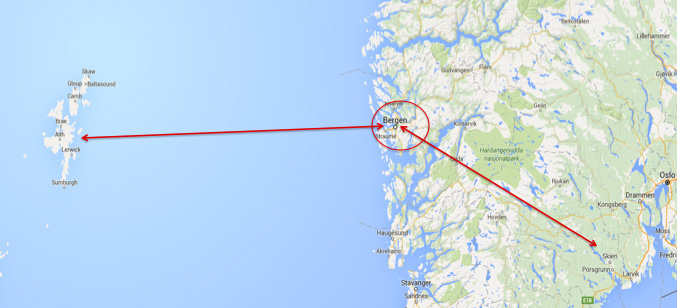 Bergen Air route map