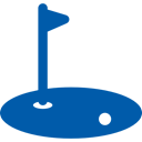Blue golf flag and green icon