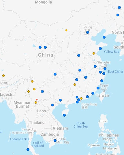 Chongqing Airlines Route Map