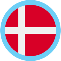 Denmark Flag Round Blue Border