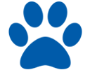 Dog paw print in blue
