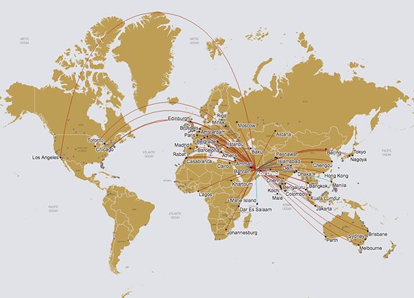 Etihad Airways Route Map