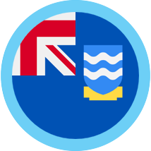 Falkland Islands round flag blue border