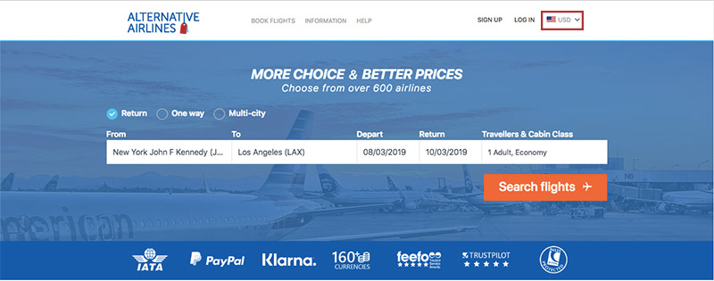 Alternative Airlines Flight Search JFK—LAX - 06/03