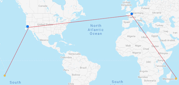 French Bee route map