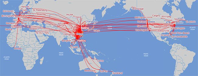 Hainan Airlines Route Map