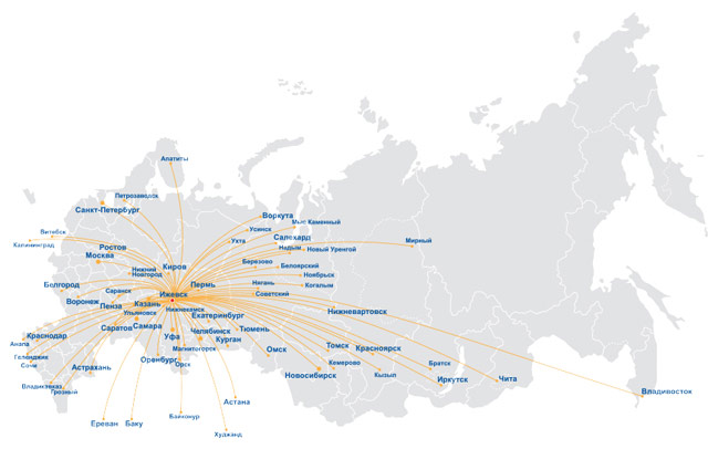 Izhavia Route Map