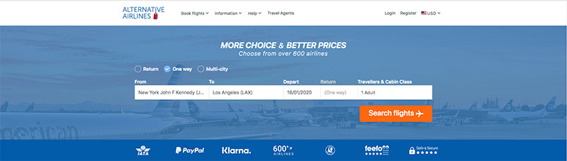 JFK—LAX 16/01/20 Alternative Airlines Flight Search