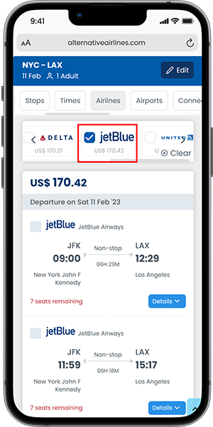 Step 2 - Select JetBlue