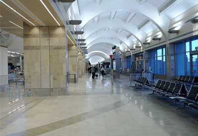 Inside the terminal at John Wayne Airport