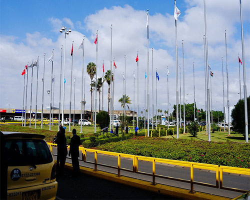 Outside terminal building of Jomo Kenyatta International Airport