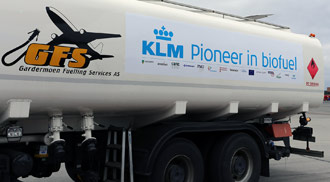 Refueling tank with KLM biofuel 