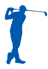Man playing golf icon dark blue