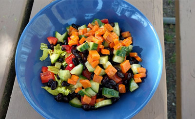 Mixed salad diced in a bowl