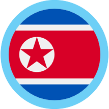 North Korean won round flag blue border