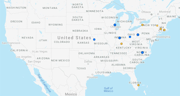 OneJet route map