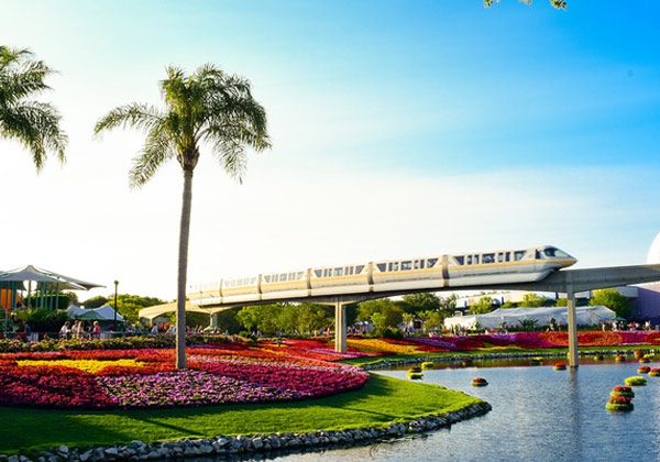 Train driving near Orlando Disney World Theme Park