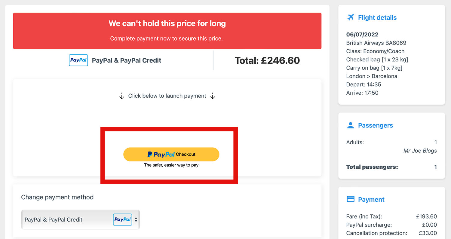 Buy British Airways Tickets & Pay Using PayPal
