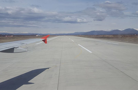 The runway of Petropavlovsk-Kamchatsky Airport