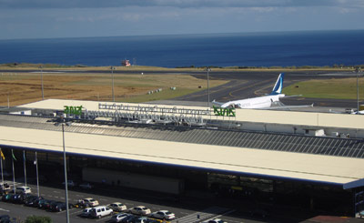 Outside the front of Ponta Delgada Airport 
