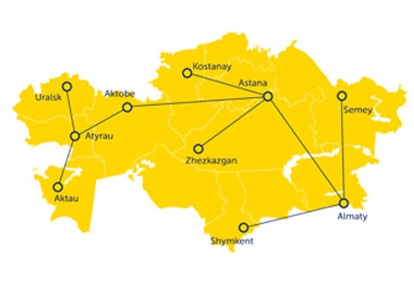 Qazaq Airways route map