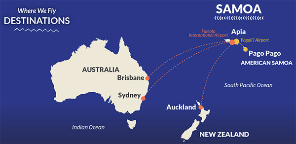 Samoa Airways route map