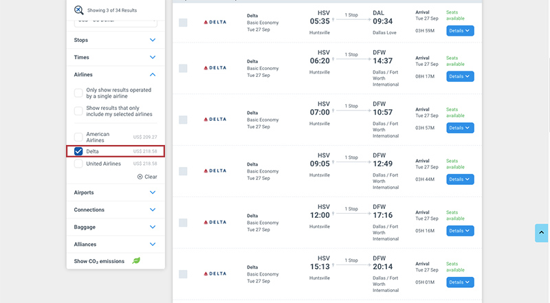 Delta Flights with PayPal - Step 3