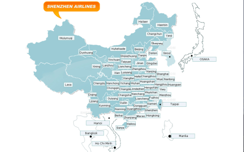 Shenzhen Airlines Route Map