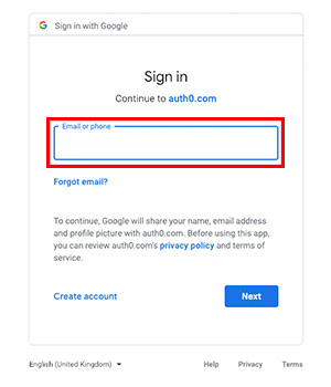 sign in with google account