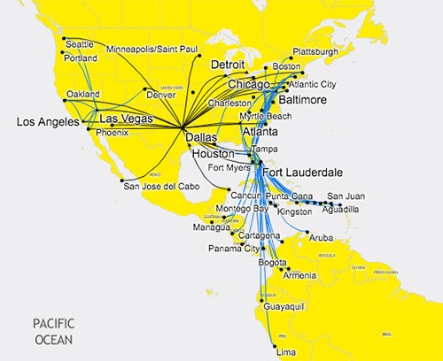 Spirit Airlines Route Map 