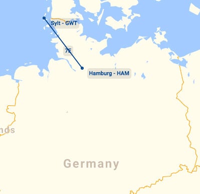 Sylt Air route map
