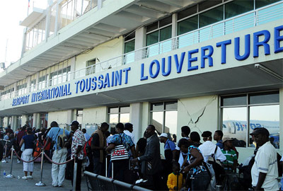 Outside the front of Haiti Toussaint Louverture International Airport