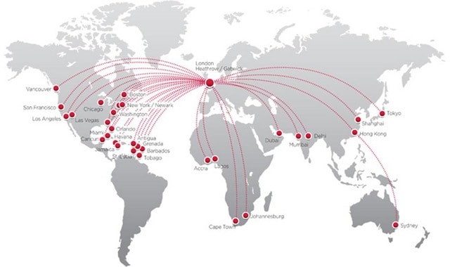 Virgin Atlantic Route Map 