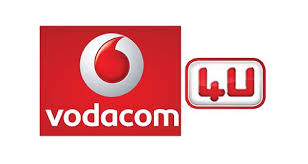 Image with red background and overlay text stating vodacom