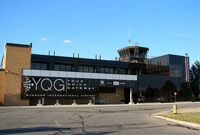 Outside the front of Windsor International Airport
