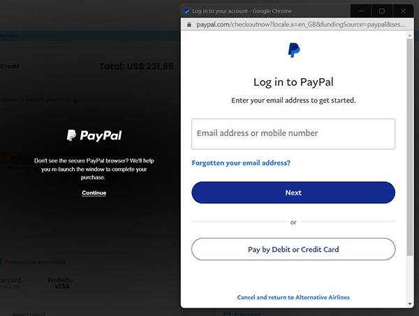 Step 6 - Login to PayPal to confirm booking