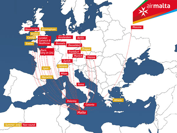 air malta flight route map