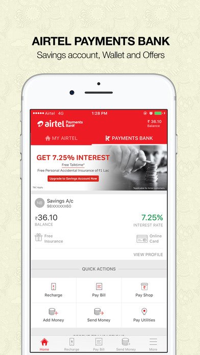 image of an external view of airtel app on a mobile phone