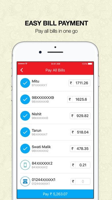 image of an external view of airtel app billing statement on a mobile phone