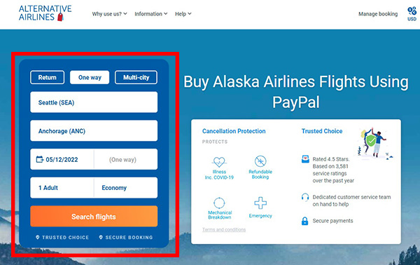 Alaska and PayPal - Step 1